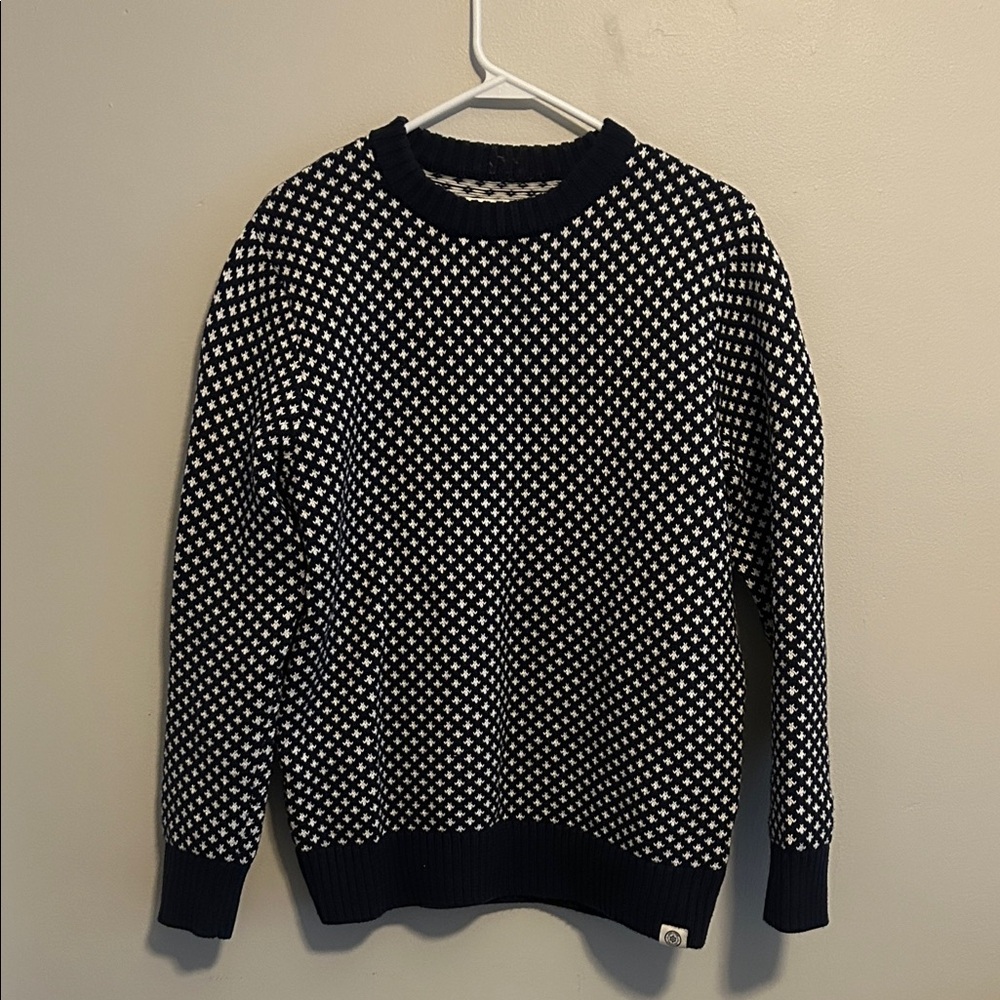 Long Wharf Navy & White Crewneck Sweater